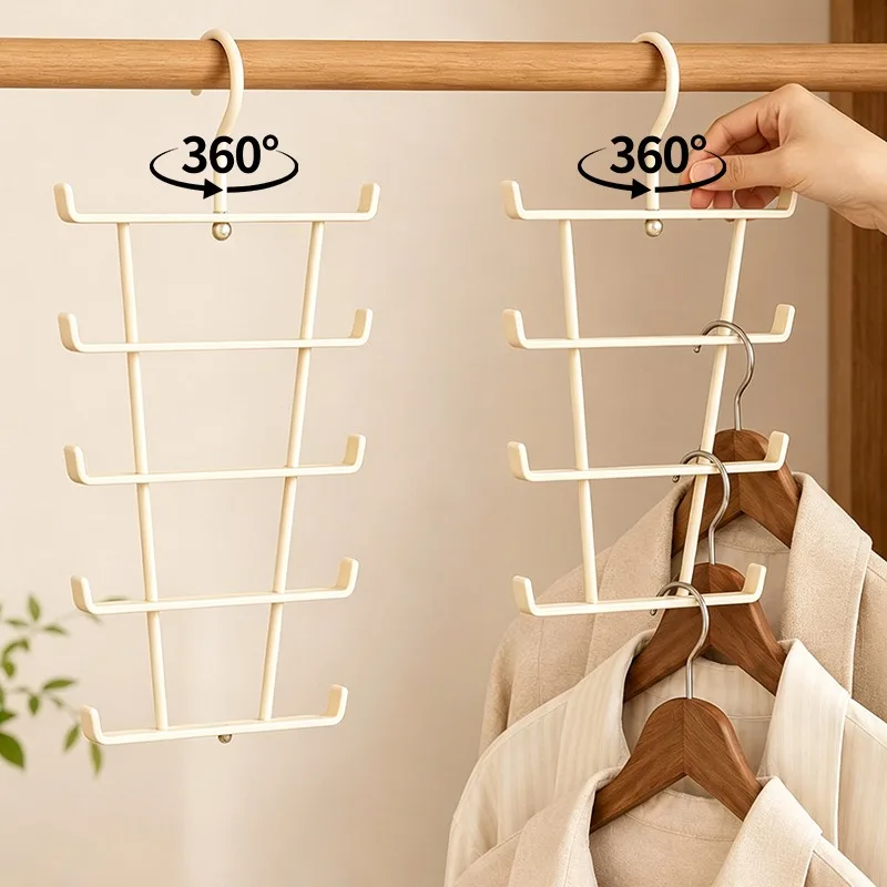 Mehrstufiger Kleiderbügel 360° Drehbarer Ständer für Schrank-Organisation Platzsparender Kohlenstoffstahl-Halter für Vertikale Aufbewahrung von Kleidungsstücken