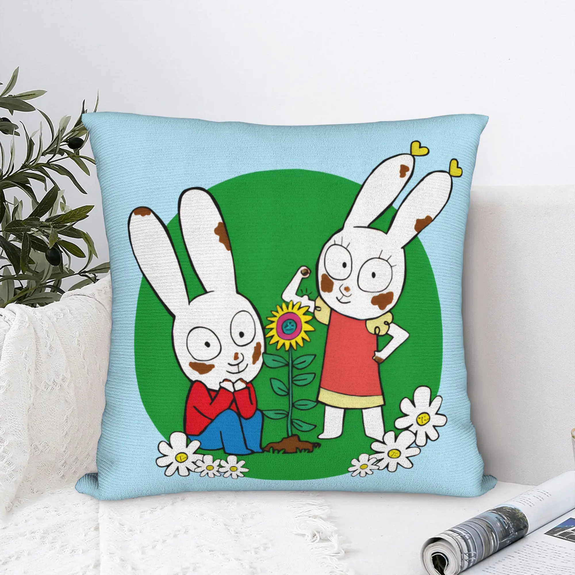 Simons Super Rabbit Square Pillow Case Cute Bunny  Cushion Cover Awesome Zippered Decorative Throw Pillow Case Cover for Bed