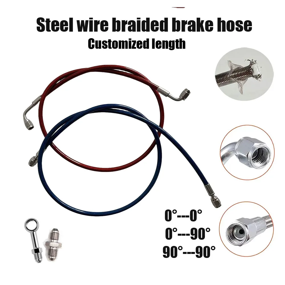 

Reinforced Steel Throat Oil Pipe kit Female M10X1 Rotate Steel Wire Braided Brake Pipe Auto Motorcycle High Pressure Disc Brake