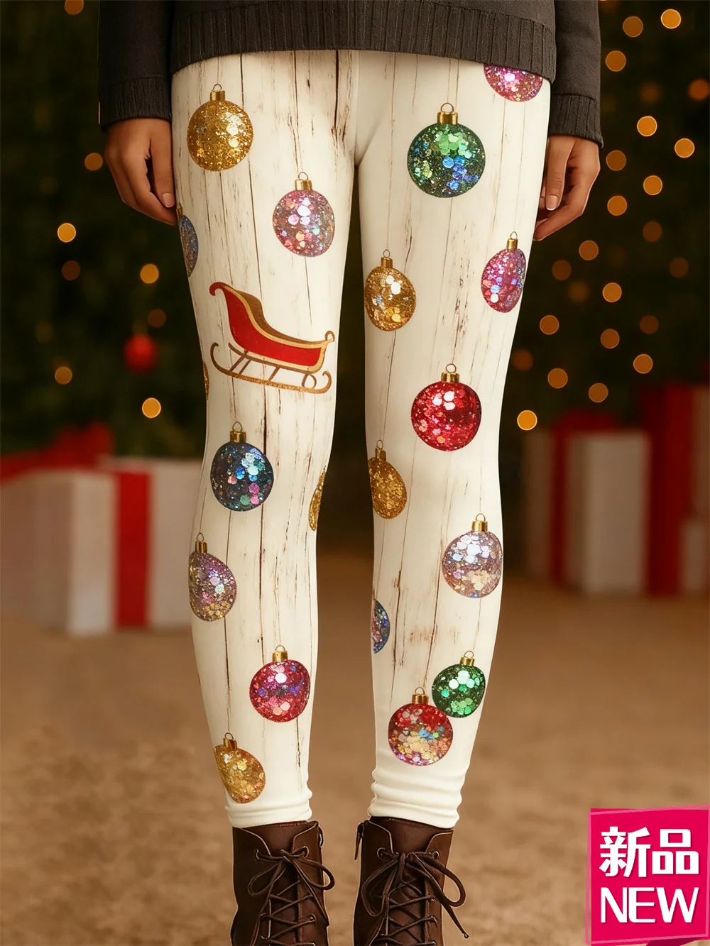 

Christmas Women's Elastic Yoga Pants Autumn Winter Casual Sports High Waist Leggings 3D Print Santa Clause Pattern Long Trousers