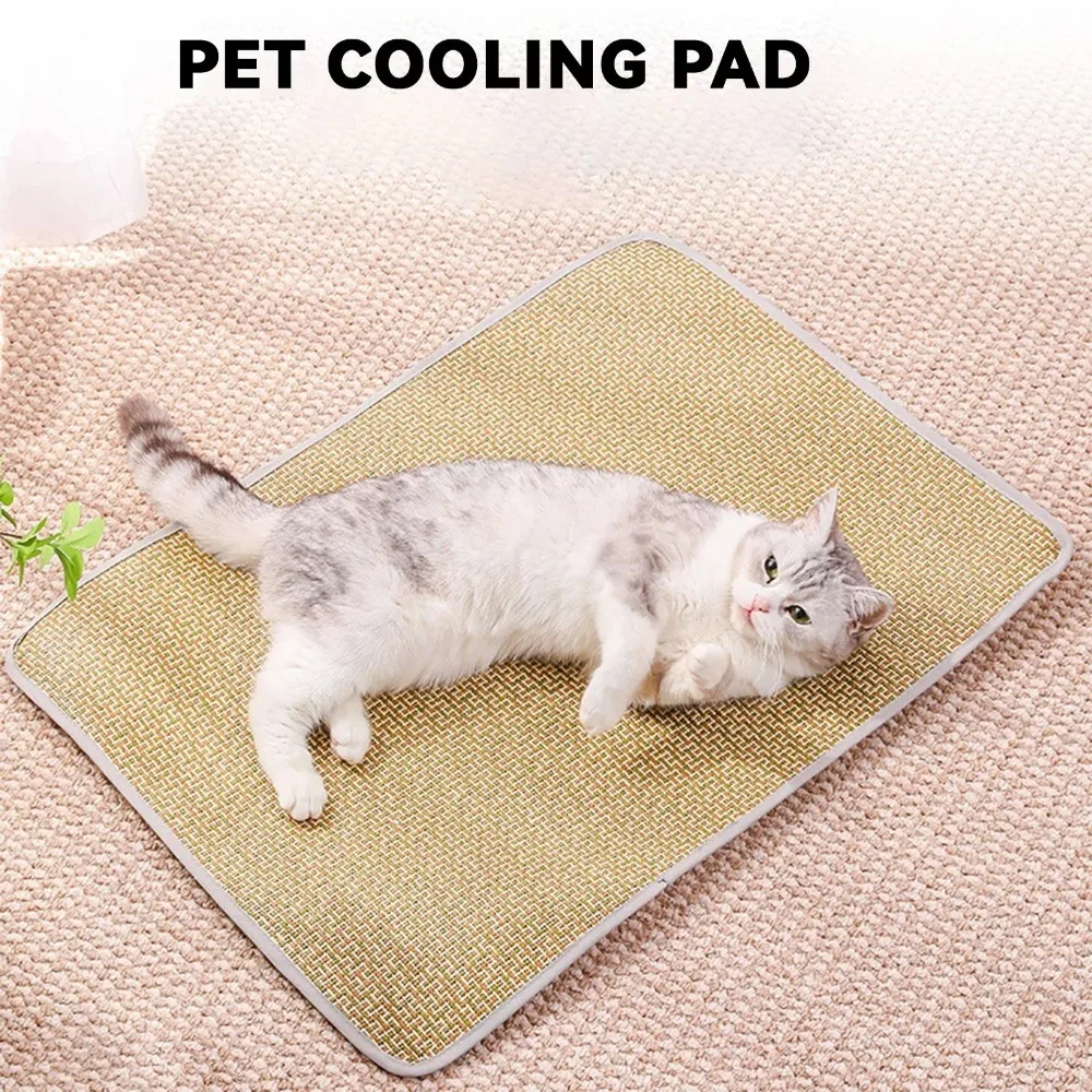 Летняя охлаждающая гелевая подушка для облегчения тепла для собак и кошек, нескользящий моющийся бамбуковый коврик для домашних животных, постельные принадлежности для дома и улицы