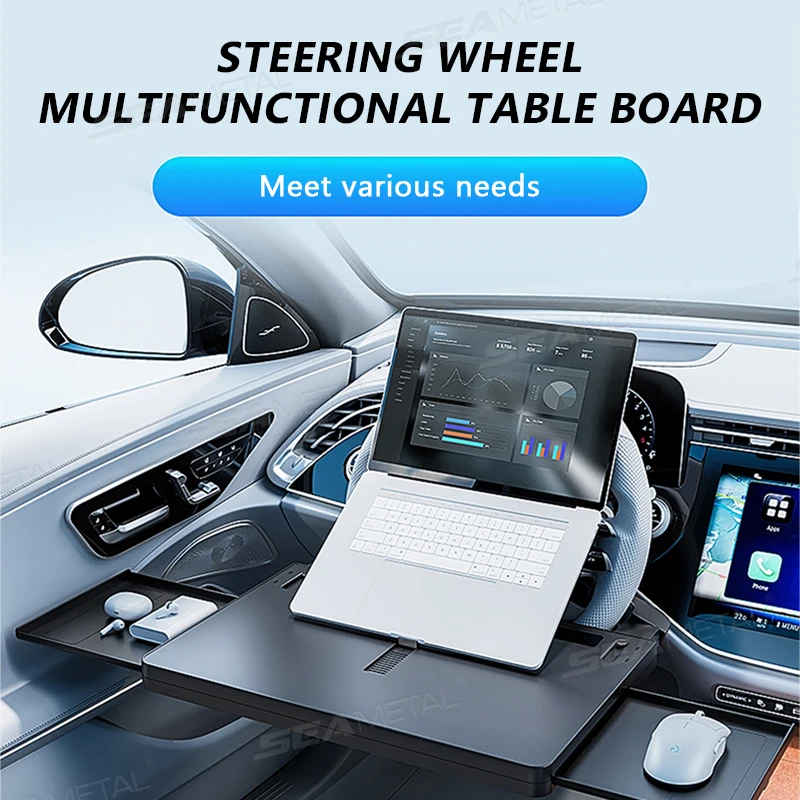 SEAMETAL Steering Wheel Extension Tray Anti Slip 10kg Large-Bearing Steering Tray for Driver Hidden Extendable Auto Table Plate