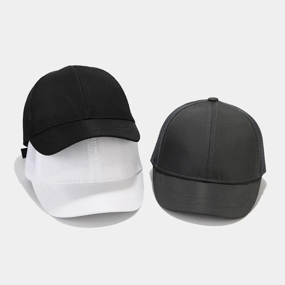 Casual Men's Quick-drying Hat Mesh Design Solid Color Short Brim Baseball Cap Ultra Thin Breathable Sun Visor Cap Unisex