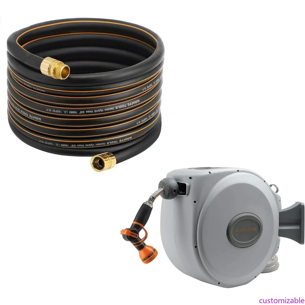 

Narzędzia Giraffe, выдвижная катушка для садового шланга 5/8 x 65 футов и шланг 5/8 x 50 футов, настраиваемое длина, без ударов, гибкая