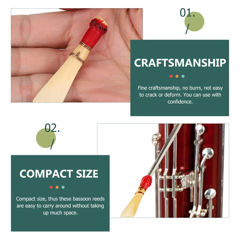 

2Pcs Bassoon Reeds Natural Reed Durable Instrument Accessories Professional Bassoon Replacing Parts Clear Tone