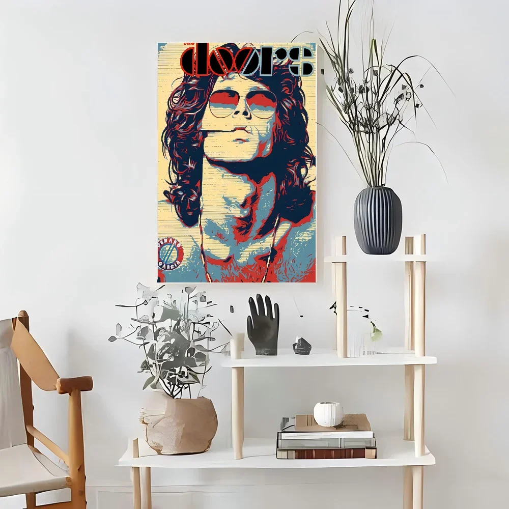 الفرقة أفضل الأبواب مع J-Jim Morrison الملصقات الكلاسيكية خمر ورق أبيض يطبع الملصقات الفنية ديكور غرفة Kawaii