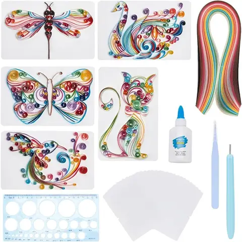 For Beginners,20 Sets Paper-Quilling Kits, 20 Cards Included-Paper-Quilling Tools& Supplies Home Room Wall Art Decor-Creative