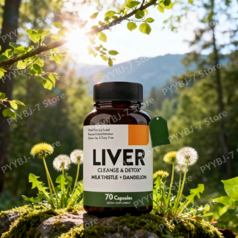 Herbal Supplement Capsules with Milk Thistle Dandelion Turmeric Ginger Daily Wellness Formula 70 Count