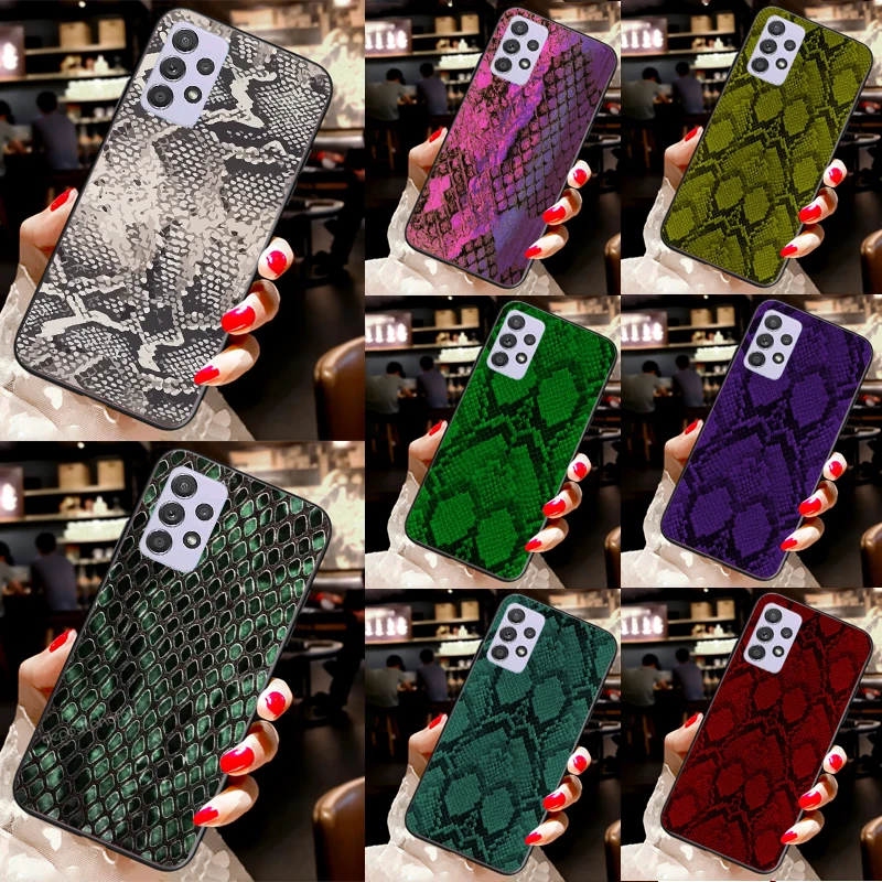 Python Snake Skin For Samsung A52 A72 A32 A12 A22 A71 A51 A14 A54 A52S A34 A70 A13 A33 A53 A73 Phone Case