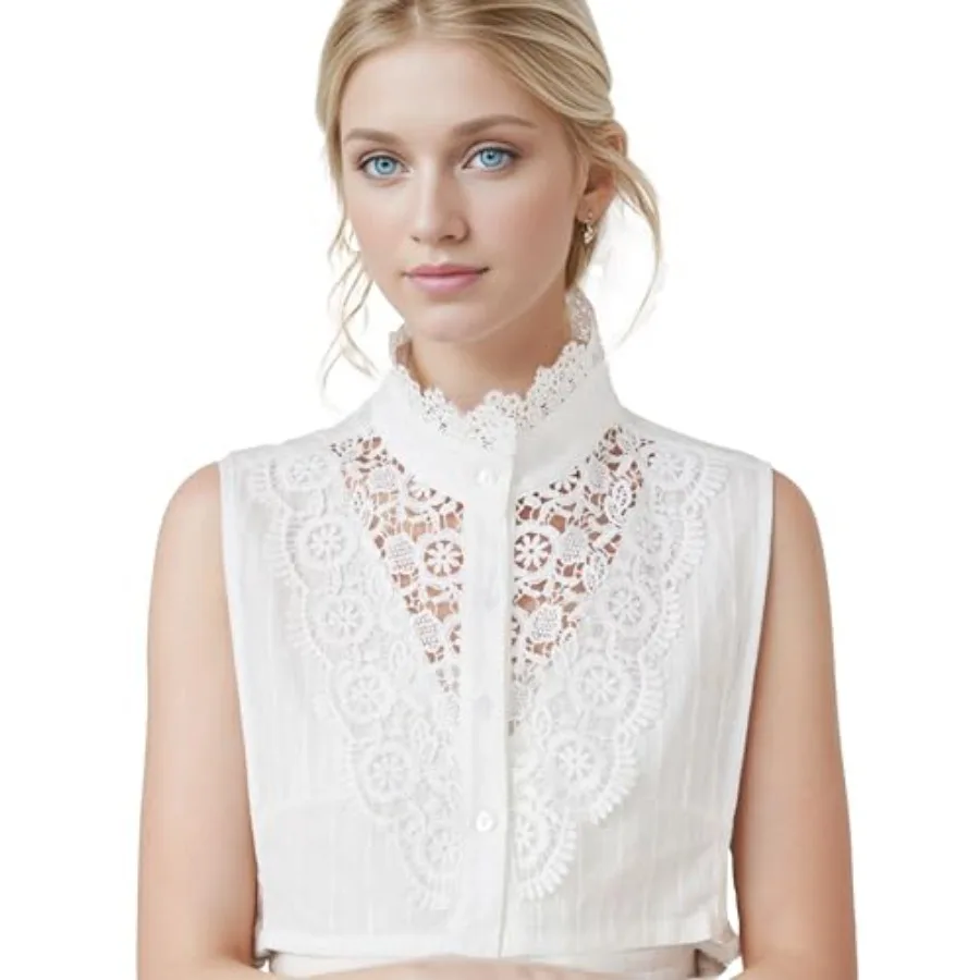 

Comfortable Soft Jacquard Fabric Fake Collar for Women - Detachable, Adjustable Mock Collar for Blouses, Dresses