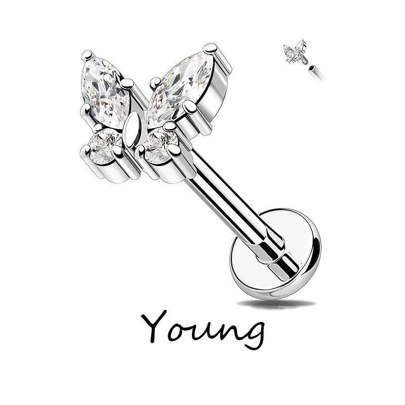 티타늄 합금 슈퍼 플래시 지르콘 나비, 임플란트 레벨, 알레르기 방지 인공 와우 및 연골 귀 스터드, F136