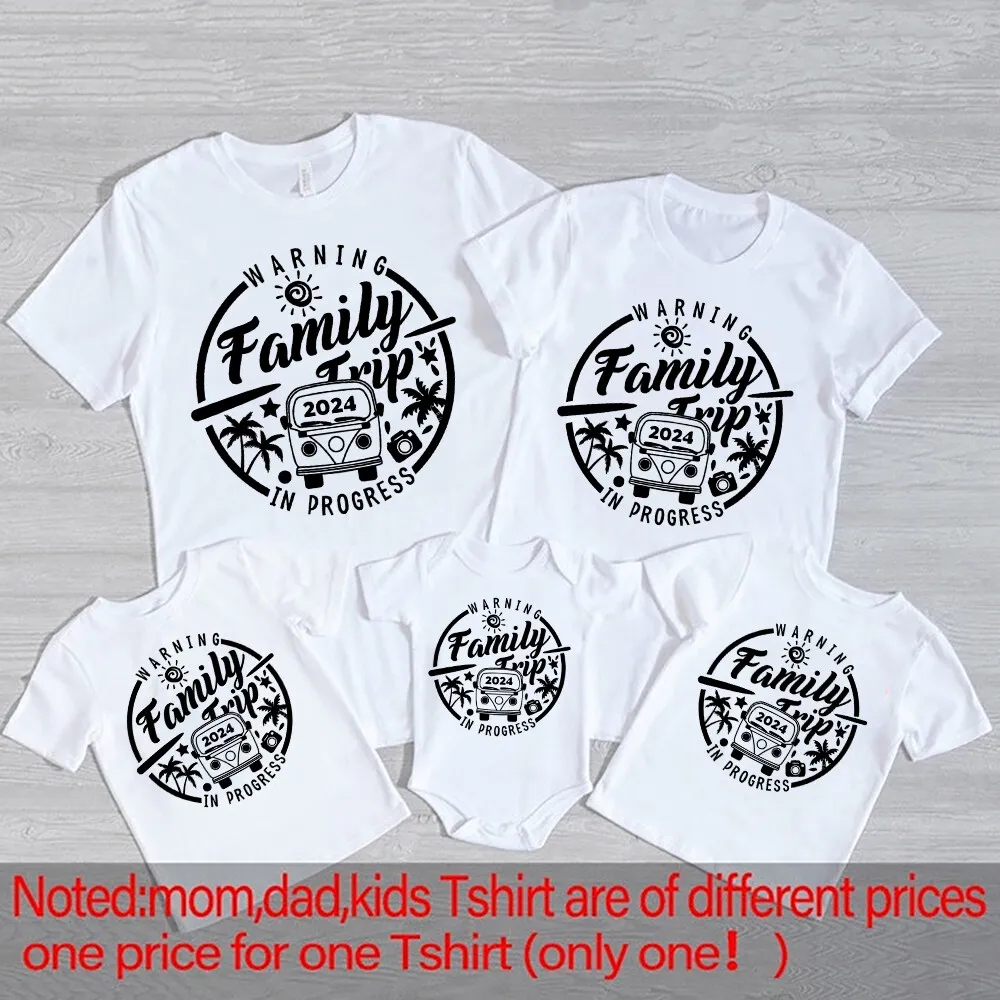 Family Trip 2024 Shirt Warning Family Trip in Progress Shirt Summer Vacation Clothes Travel Family Shirt Gift Short Sleeve Tee