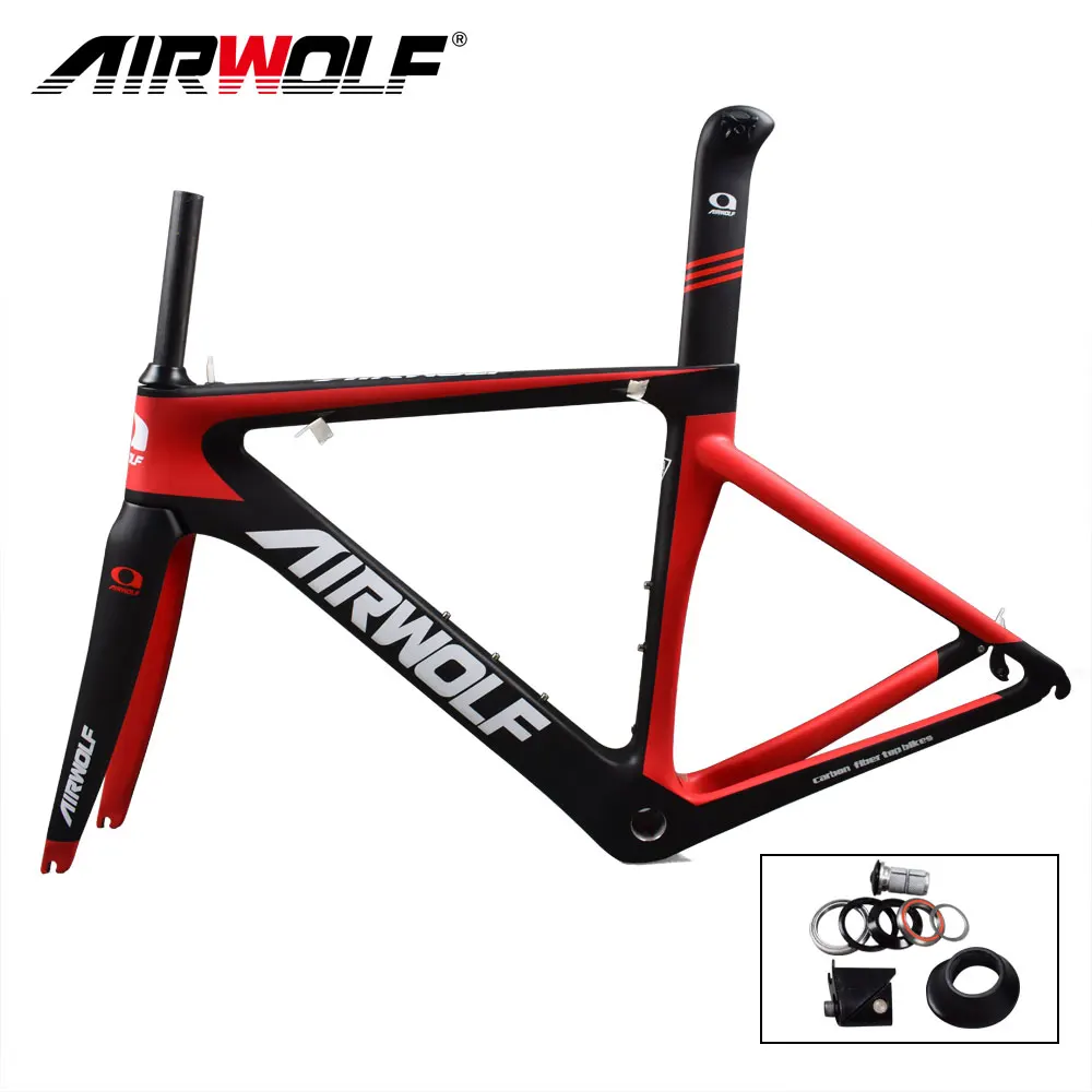 

Airwolf Frame Carbon Speed BSA Road Bike Quick Release 130*9MM Bicycle Frameset 48/51/54/56CM Fit For 700*23C