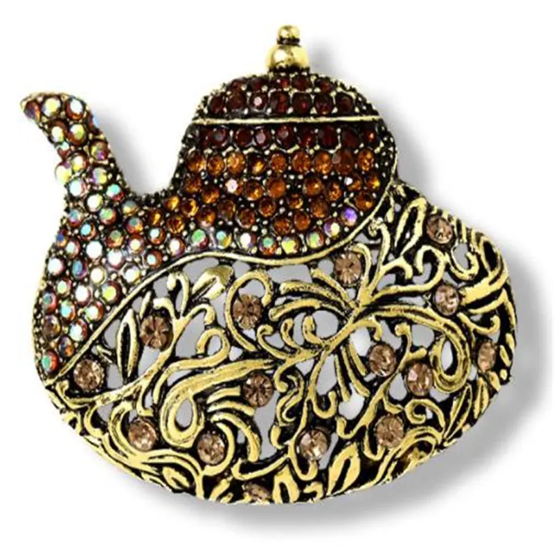 Magic Lamp Creative Teapot Brooch Exotic Rhinestone Brooch All-match Coat Accessories