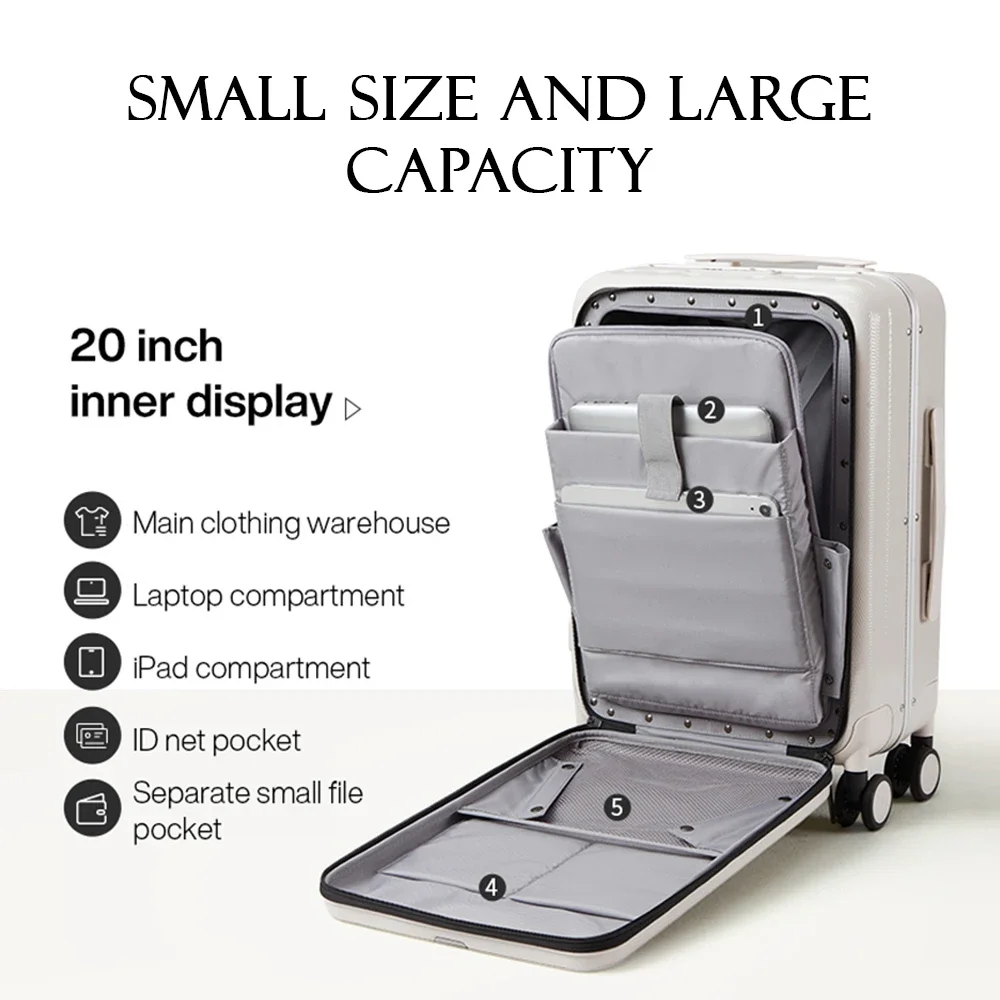 Hanke Carry On Suitcase Aesthetic Design 7mm Aluminum Frame Rolling Luggage Boarding Cabin PC Spinner Wheel TSA Lock 18\