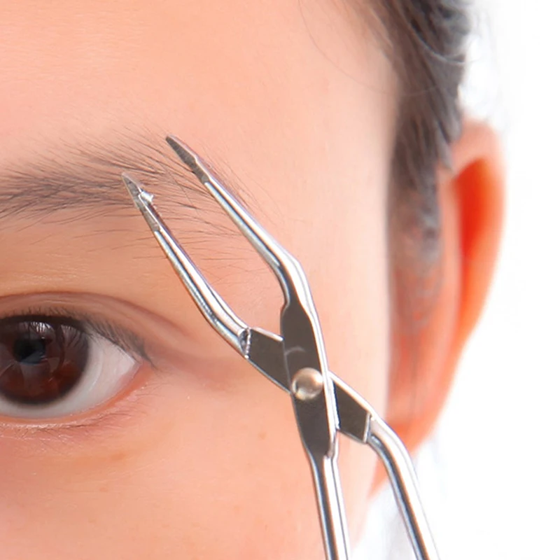 Eyebrow Plucker Stainless Steel Elbow Clip Scissor Tweezers Plier Beauty Slanted Puller Extension Eye Plucking Makeup Tool