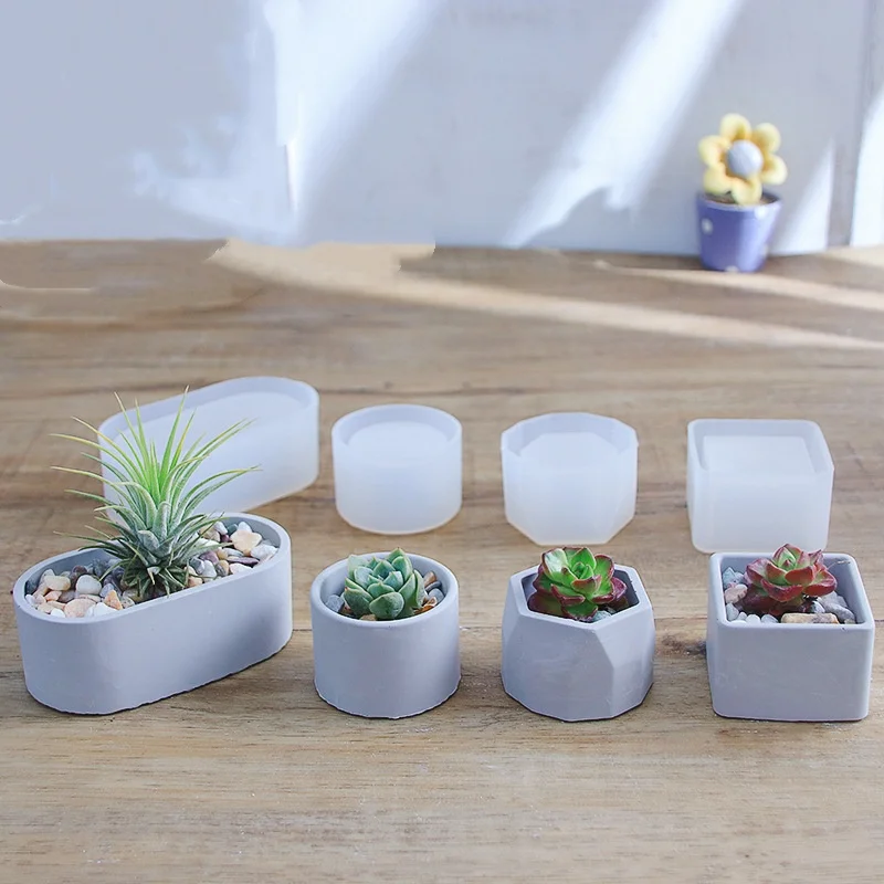 Pot de fleur succulente en Silicone, moule ovale, boîte de rangement de bijoux, gypse, résine époxy, artisanat d'art, décoration de la maison