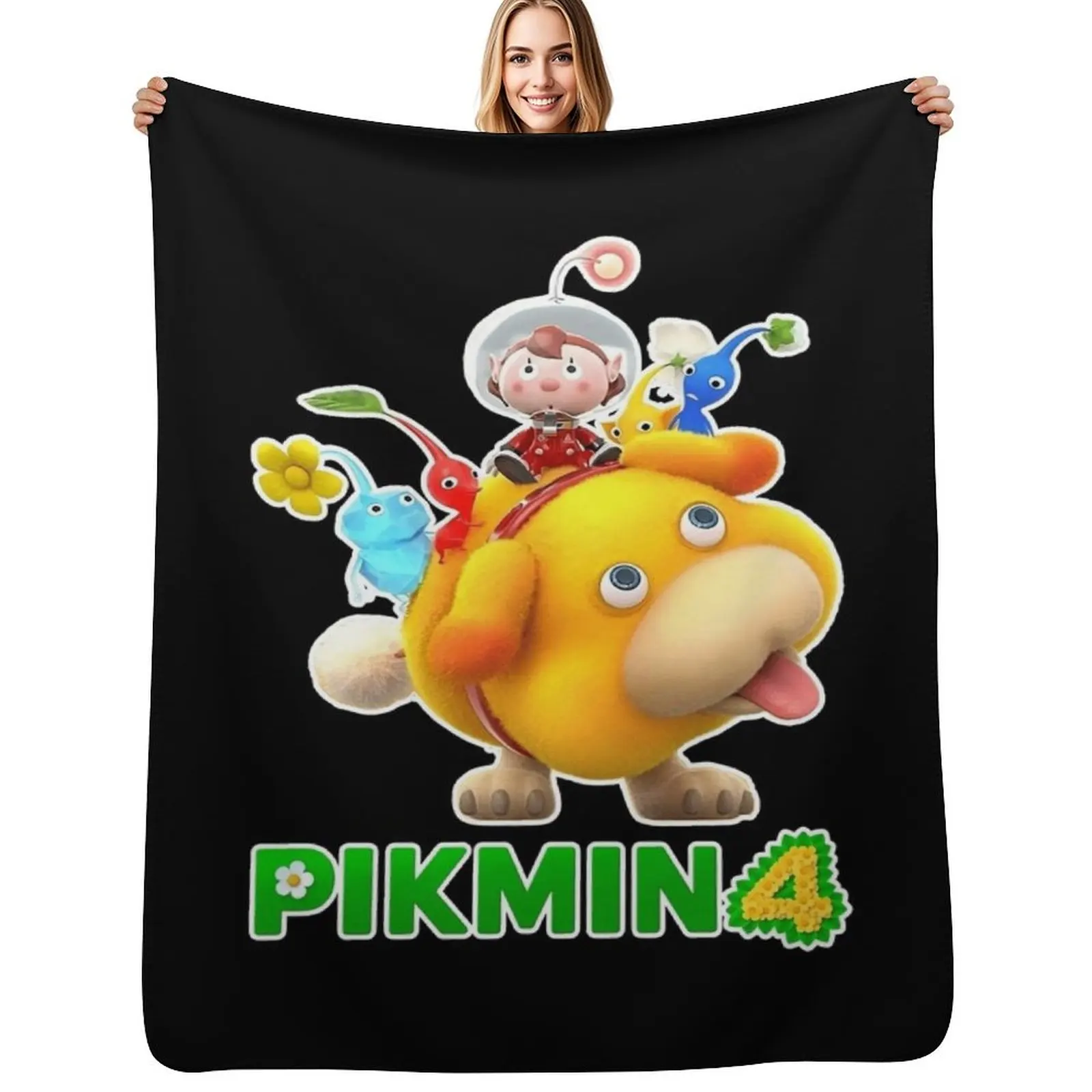 

Pikmin, Pikmin 4, Rescue Pup Oatchi, Pikmin 2023, Balck Throw Blanket Cute Plaid Stuffeds Thermal Bed covers Blankets