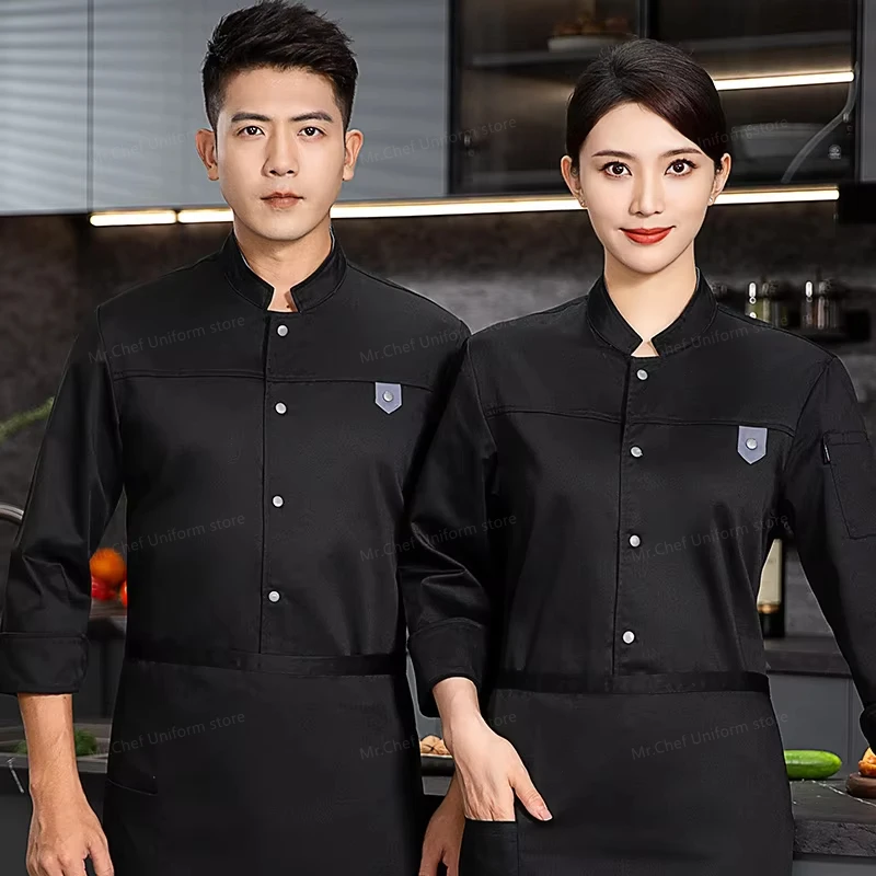 Veste de Chef grise, uniforme de chef à manches longues, manteau de cuisinier, T-shirt de Chef, uniforme de travail de boulanger, vêtements de serveur, Restaurant, hôtel, Logo pour femmes