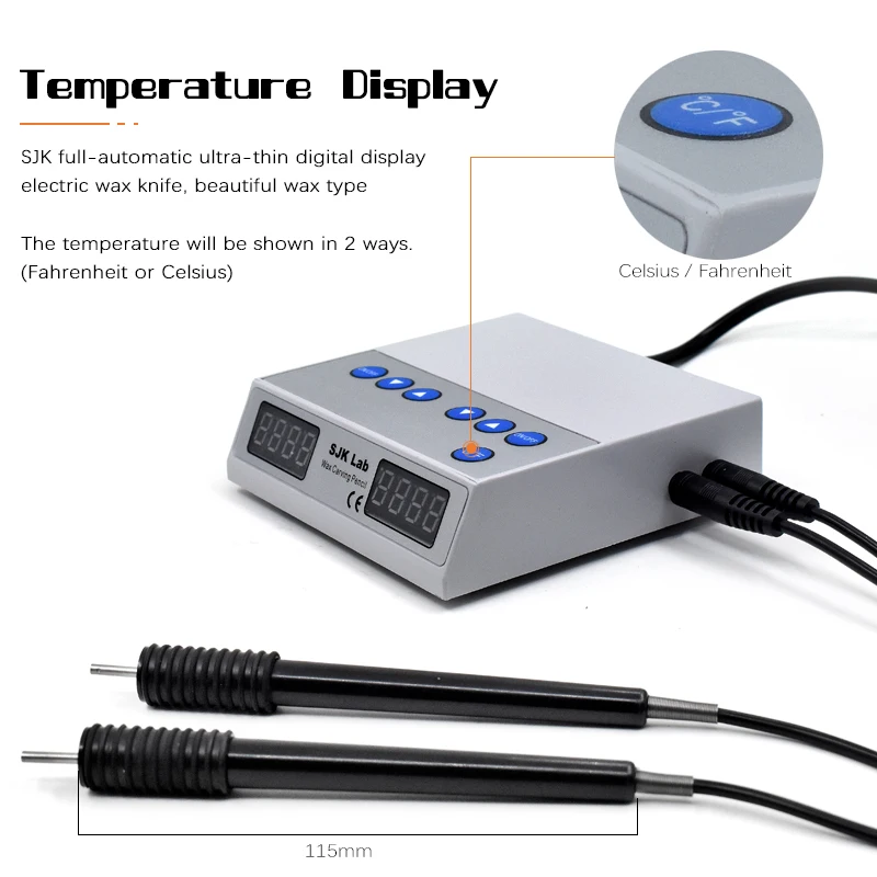 JUMTOP Dental Electric Wax Carving Kit with Double Pen and 6 Wax Tips, Digital Display Waxer Heat Carving Knife Machine