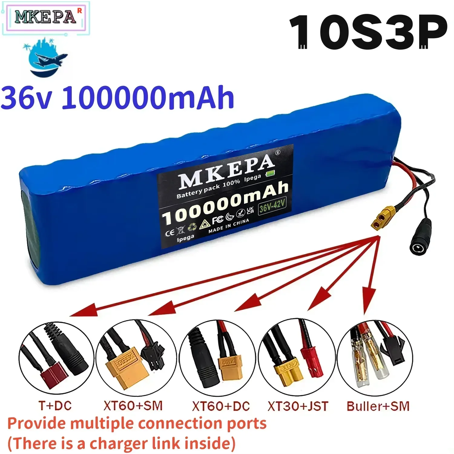 

36 В 100000 мАч 18650 литиевая аккумуляторная батарея 10S3P модифицированный велосипедный скутер электромобиль с BMS