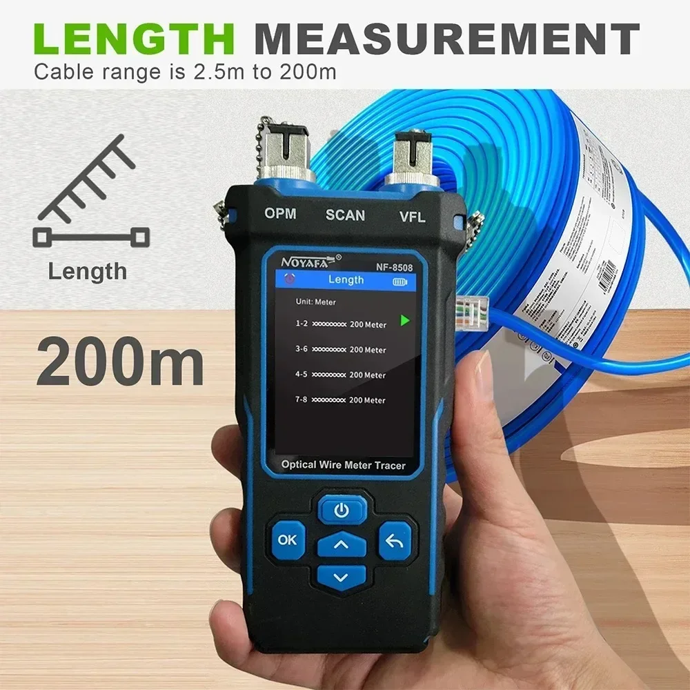 NEW HOT FANYUE NF-8508 Network Cable Tester Optical Wire Meter Tracer LCD Digital Rechargeable Network Line Finder Wire PoE Chec