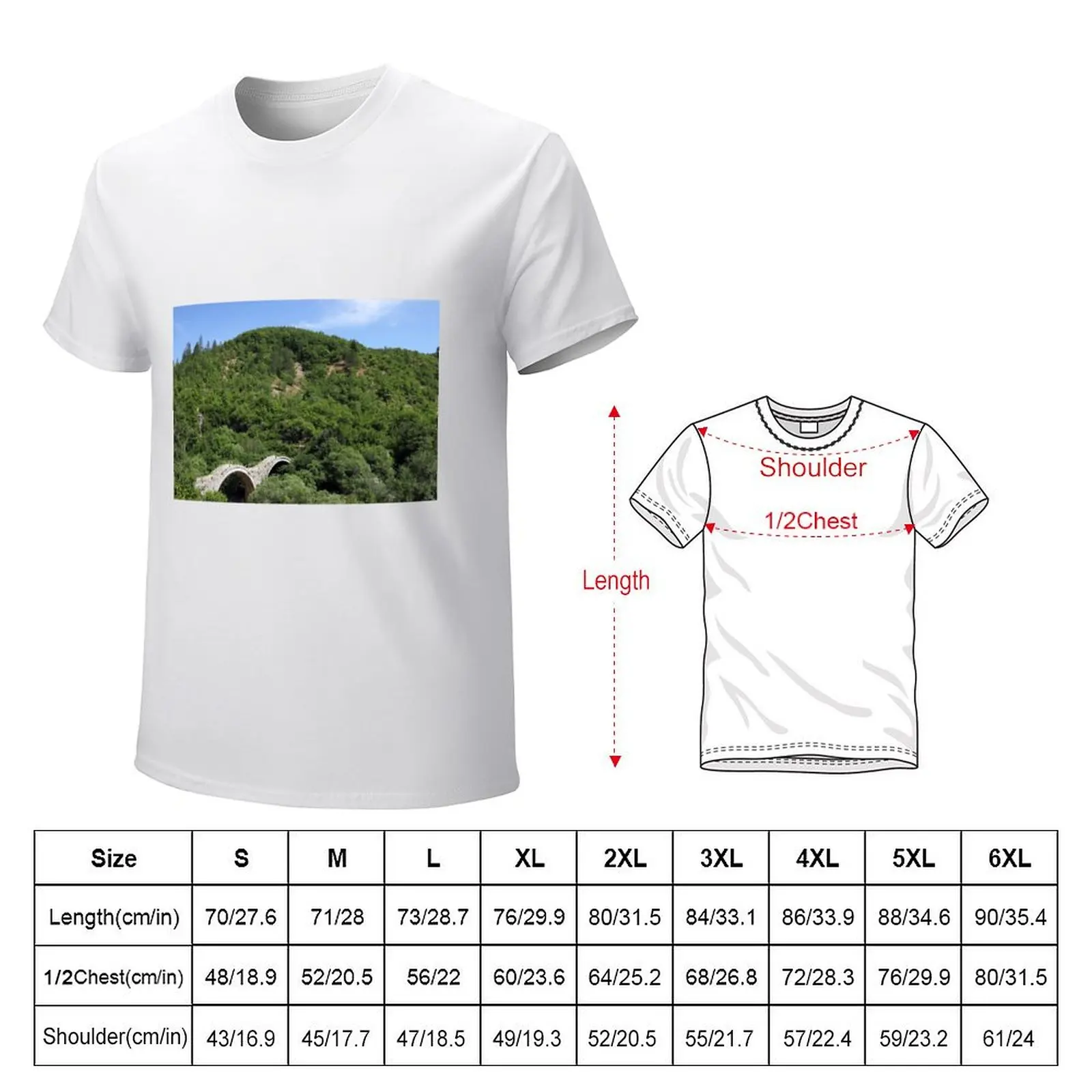 Kalogeriko stone bridge on Vikos gorge Zagoria landscape T-shirt Blouse boys animal print animal prinfor boys mens t shirt