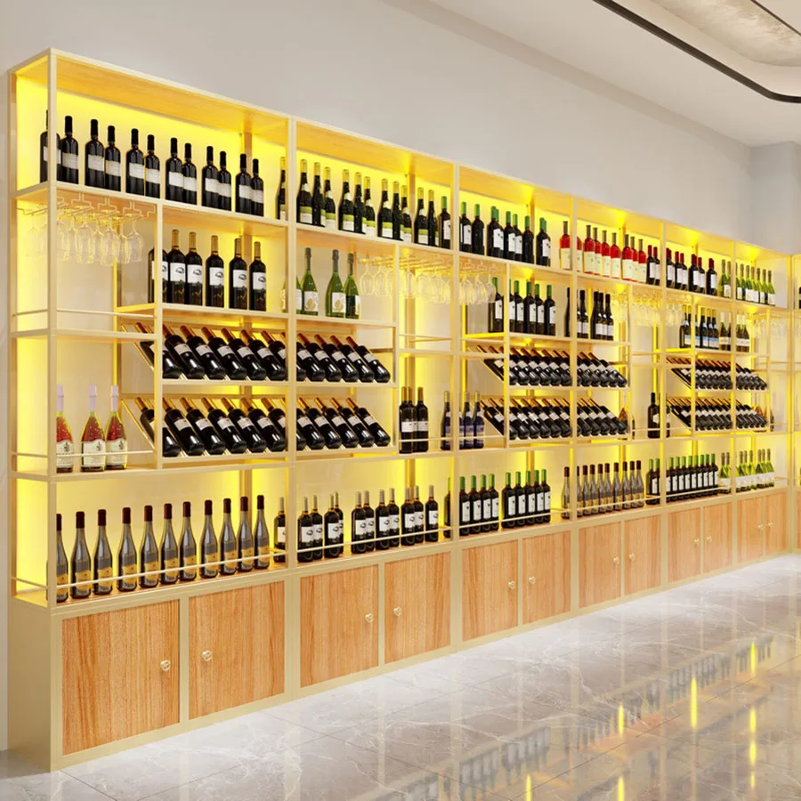 

Commercial Storage Bar Cabinet Home Gold Large Column Kitchen Houses Industrial Wine Rack Design Gabinete Stackable Furniture