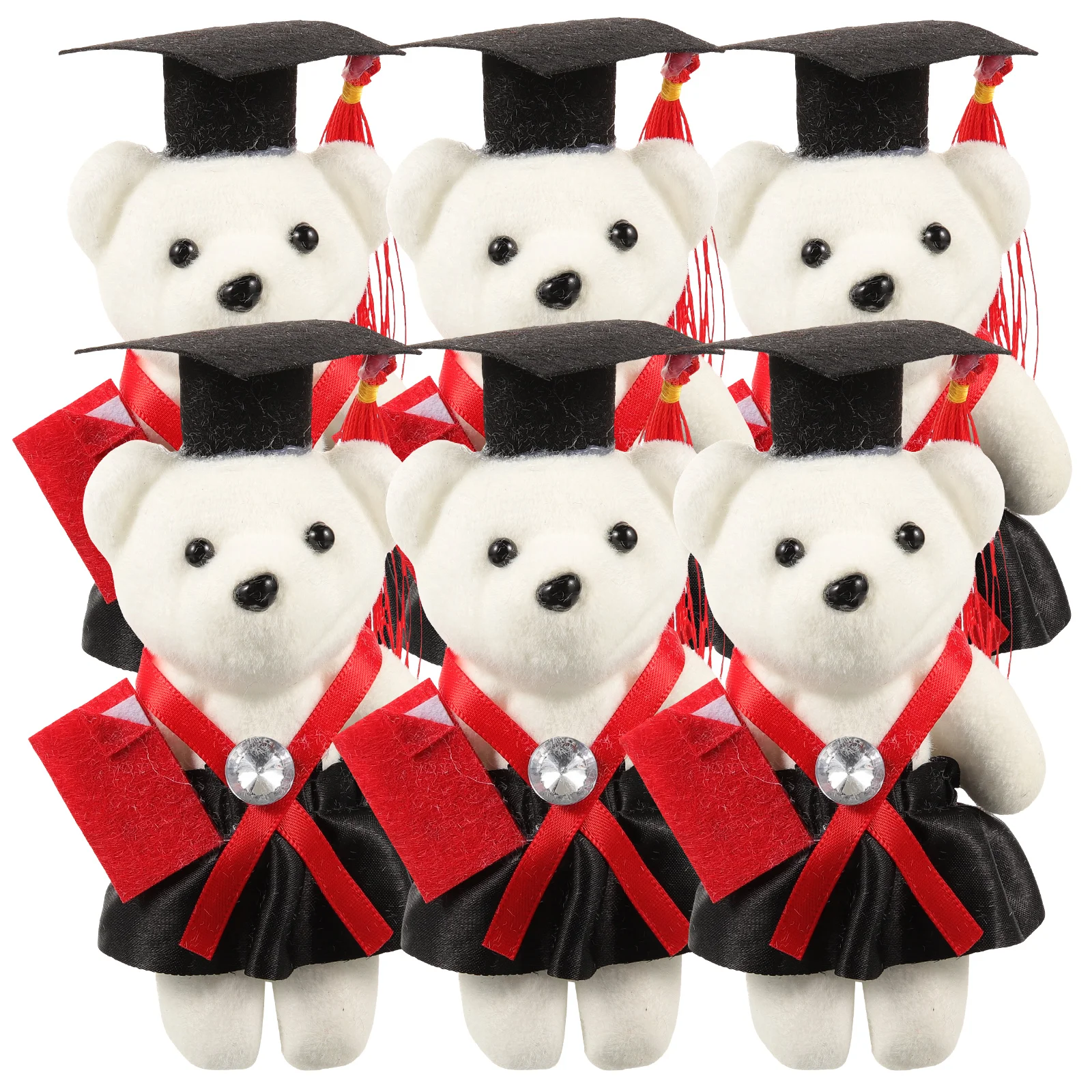 6 قطعة الدب التخرج في قبعة زينة التخرج المميزة أسود أحمر لباقة كعكة السيارة متعددة الوظائف الديكور