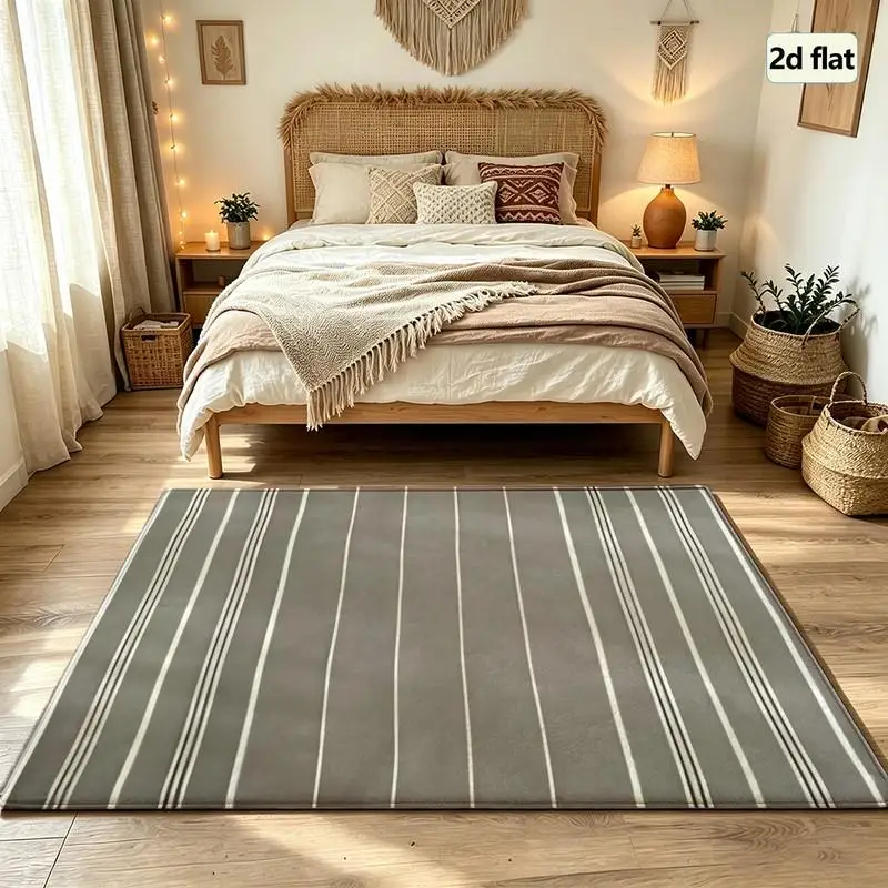 1 Piece of Simple Striped Cotton Carpet, Soft and Comfortable, Suitable for All Seasons, Easy to Clean, Home Decor, Living Room Decor, Bedroom Decor, Dining Room Decor, Winter, Autumn