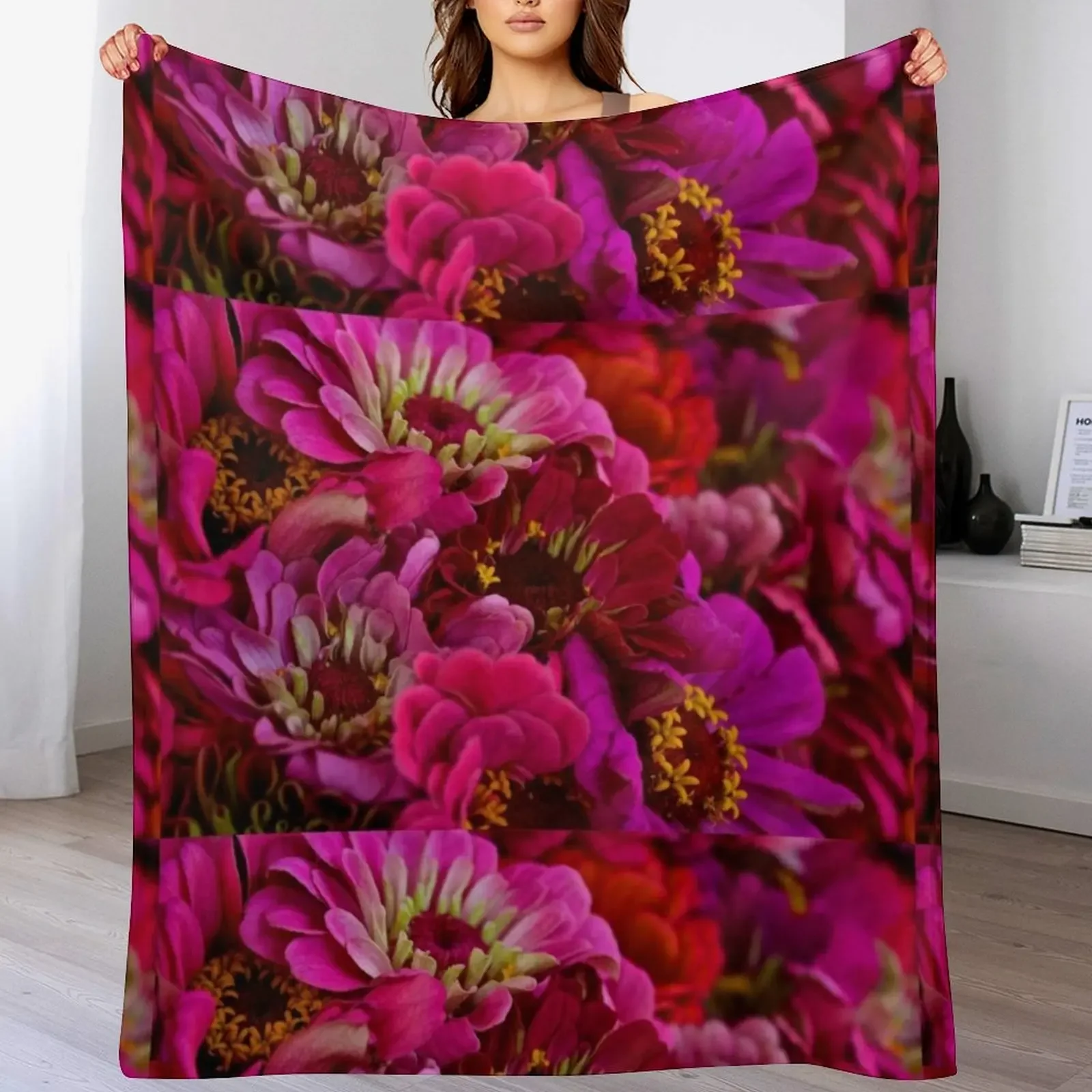 

New Zinnias galore Throw Blanket Travel Multi-Purpose Polar valentine gift ideas Blankets