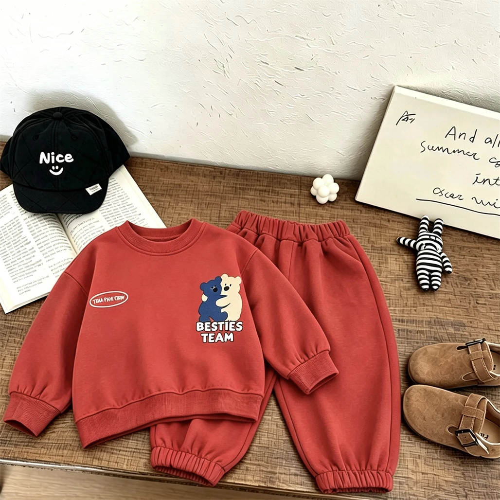 2 3 4 5 6Years Old Child Costume Printing Sweatshirt+Pants Spring Autumn Kids Long-sleeved Suits Outer Wear New Cute Hoodie Suit