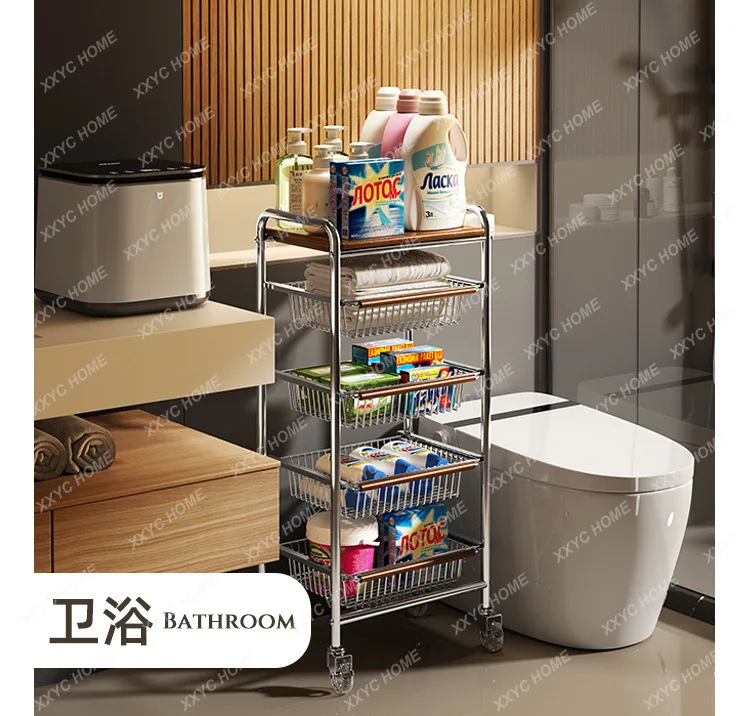 

X Living Room Mobile Snack Storage Rack Home Retro Kitchen Vegetable Wall Shelf Floor Rack