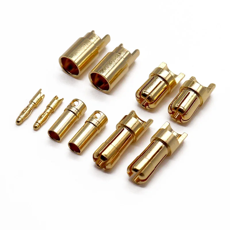 

500pcs/lot Model Aircraft Pure Copper Gold-plated Lantern Banana Plug 2/3.5/4/5.5/6/8mm Motor ESC Male and Female Connectors