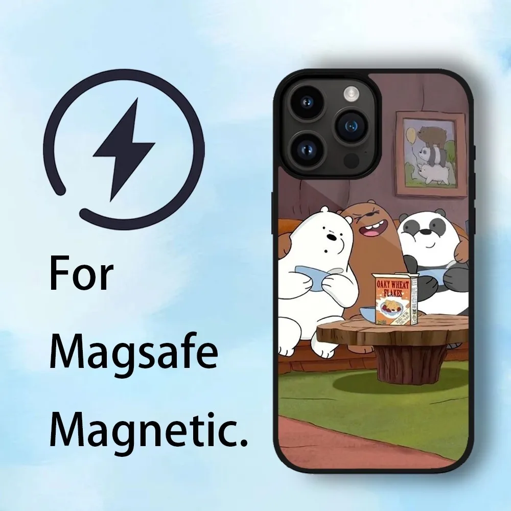 Kawaii Bears Phone Case For iPhone 11 12 13 14 15 Max Plus Phone Magnetic for Macsafe Cases Cover