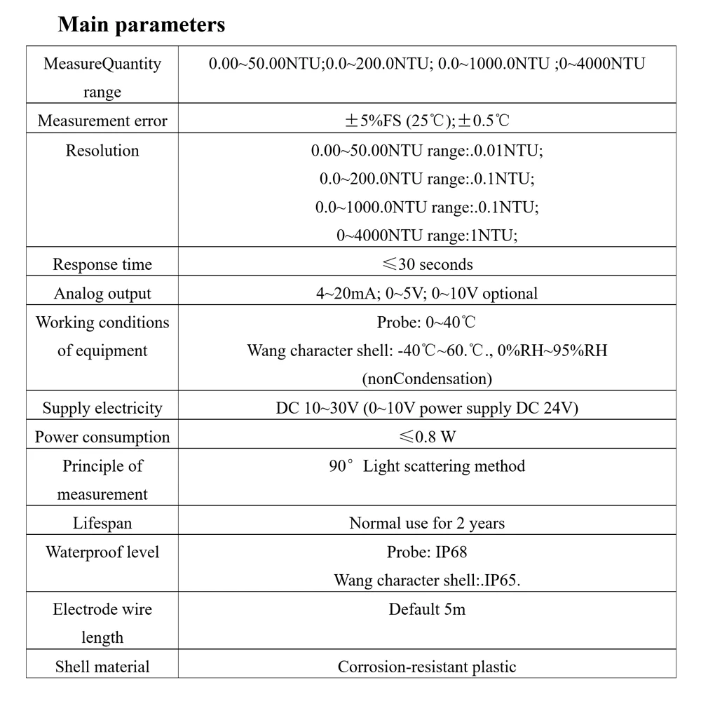 Water Turbidity Sensors Industrial Sludge Concentration Meters Sewage Suspended Solids Turbidity Meters Liquid Analyzers