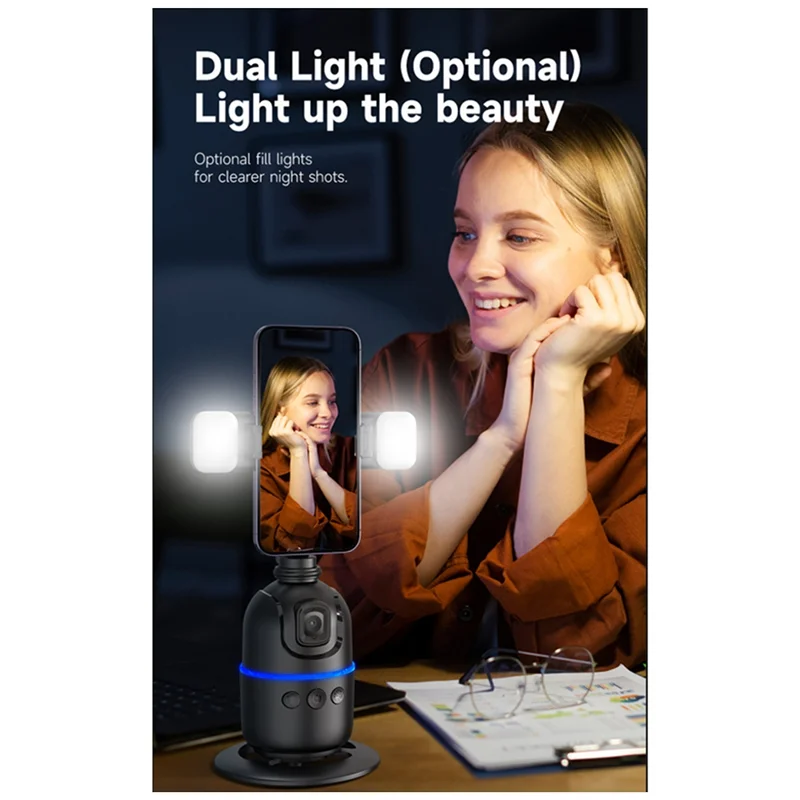 FORW-NEW P03 Pro 360 Rotation Gimbal Stabilizer AI Following Face Tracking Desktop Gimbal PTZ For Smartphone Live