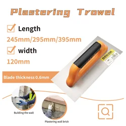 Paleta de acero al carbono con mango de plástico, buena elasticidad, 245mm/295mm/395mm, cuchillo de masilla, herramientas de construcción para azulejos