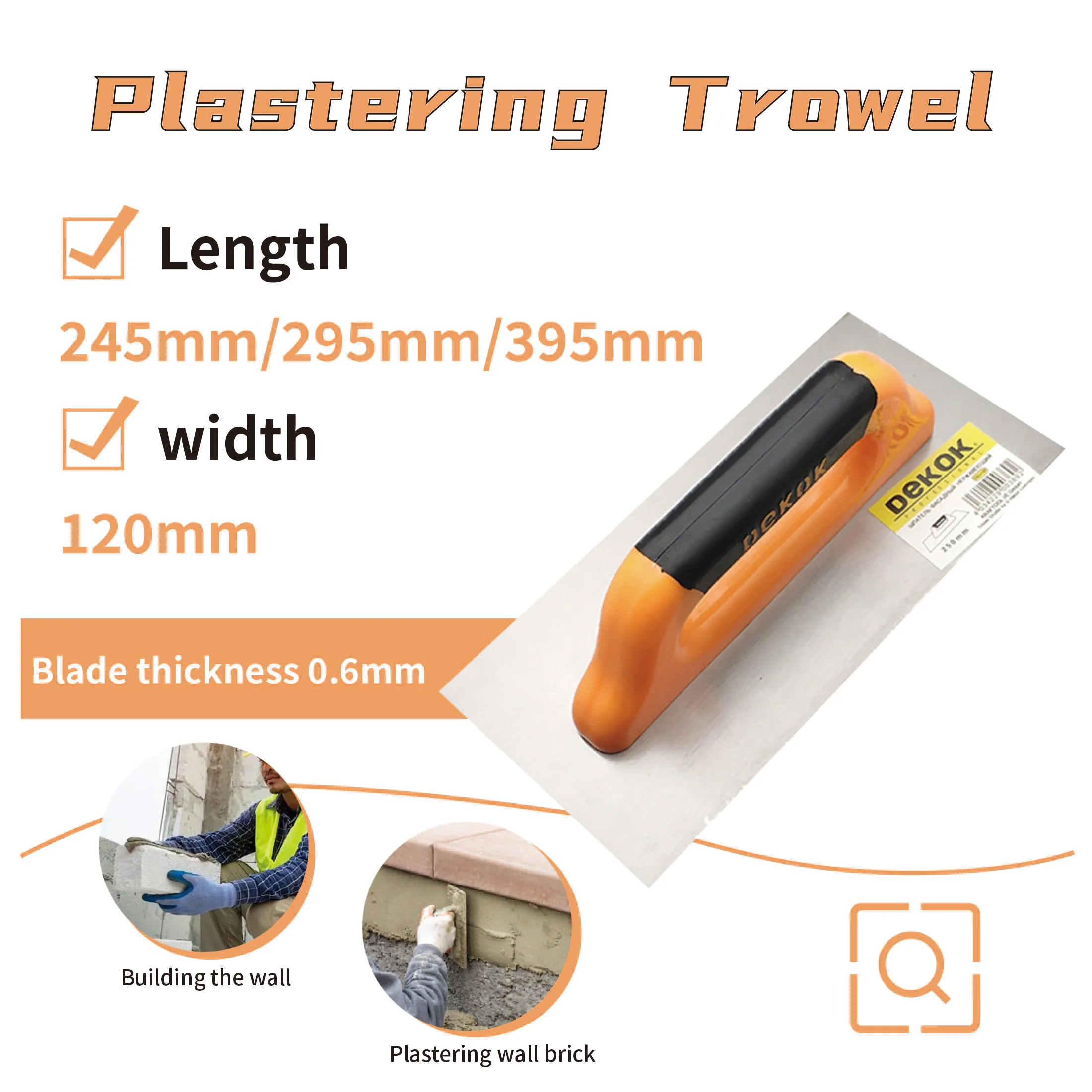 Plastic handle Carbon steel blade Utility trowel Good elasticity 245mm/295mm/395mm Putty knife Construction Tools For Tile