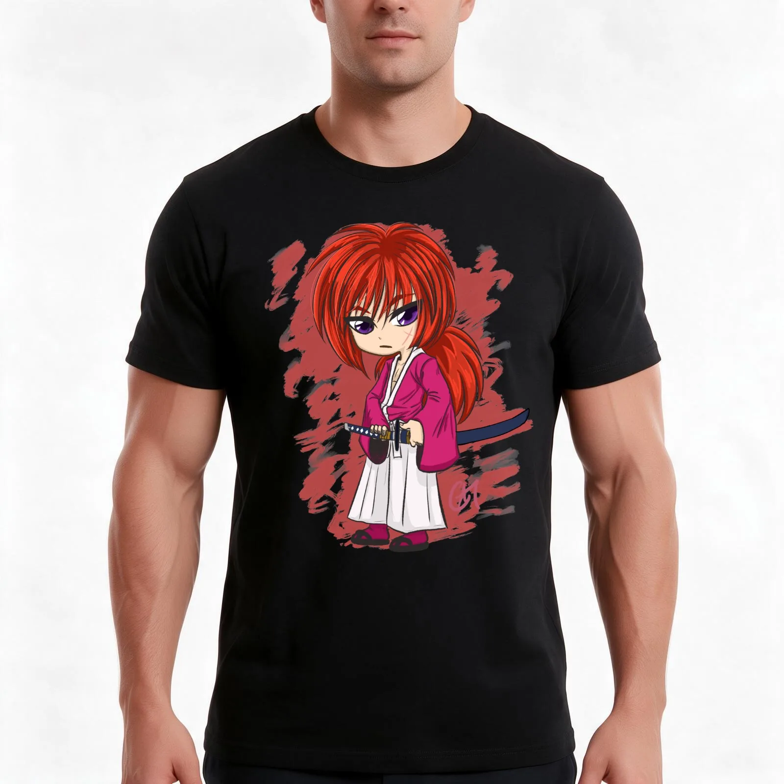 Rurouni Kenshin - Kenshin Himura T-Shirt Summer Casual Cotton Tee Oversized Streetwear Tops Vintage Graphic Print