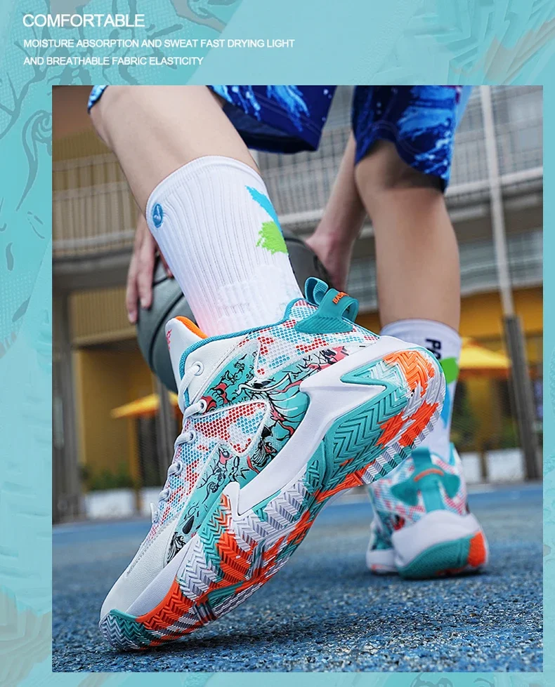 Herren-Basketballschuhe, atmungsaktiv, für den Außenbereich, Unisex, leichte Sportschuhe, Trainer, sportliche Damen-Unisex-Sneaker von hoher Qualität – Detail 2
