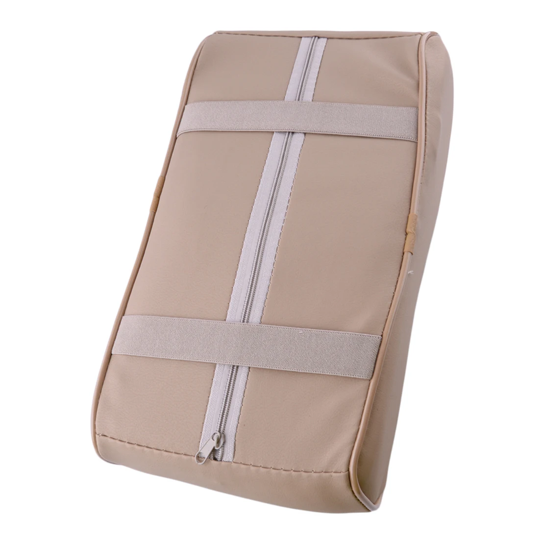 Universal Car Armrest Support Mat, Capa de Almofada, Center Console Box, PU Leather Pad Protector, W/Pouch Bege