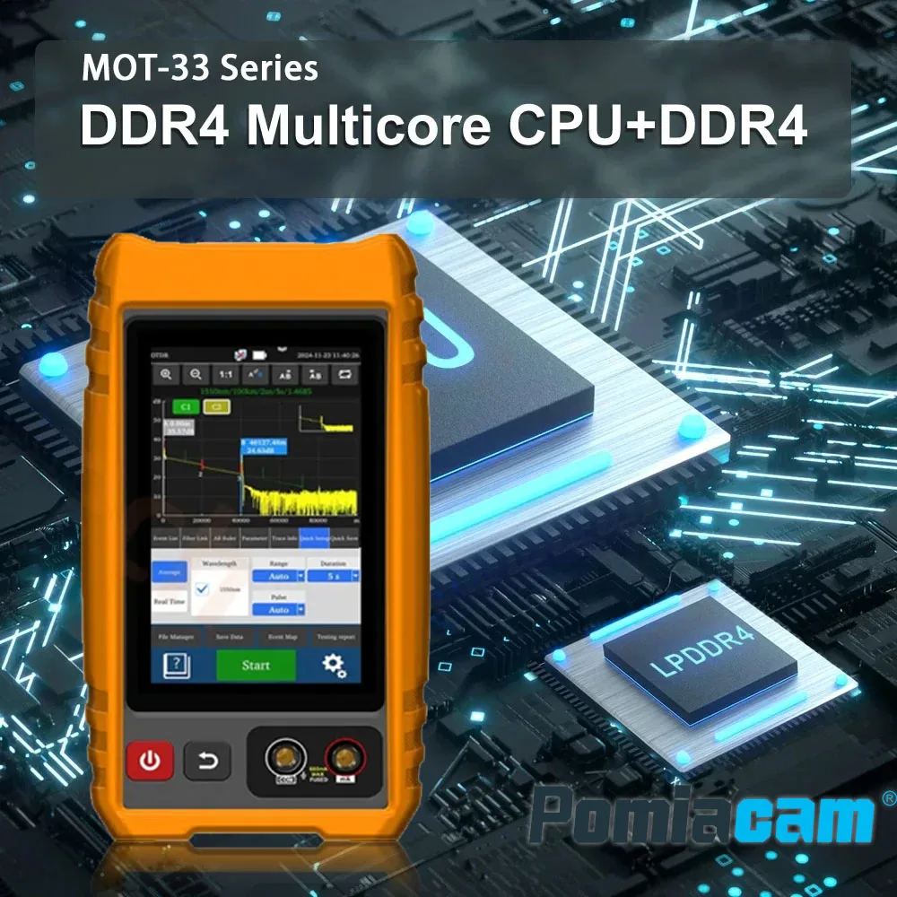 MOT-33 OTDR Fiber Optic Tester with WiFi 1310/1550nm26/24dB Dual Wavelength OPM VFL Network Cable Test Red Light Source