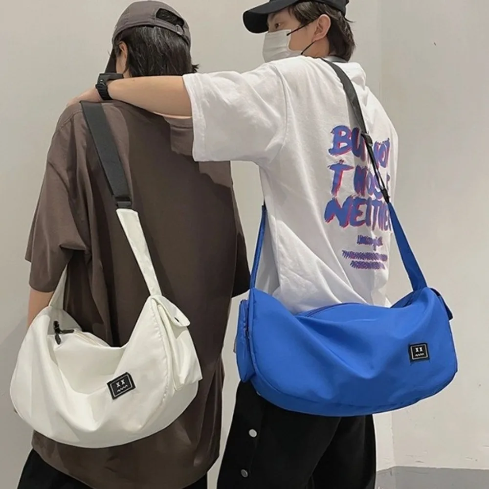

Нейлоновая сумка через плечо большой емкости в стиле Харадзюку, парусиновая сумка для пельменей в корейском стиле, однотонная спортивная сумка через плечо для путешествий, фитнеса
