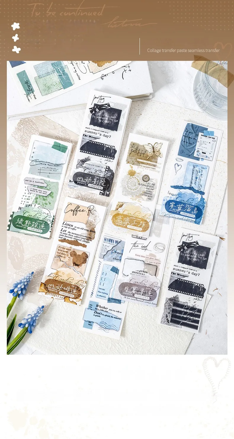 3 枚のステッカーパック転写印刷ハートビート日記シームレスハート