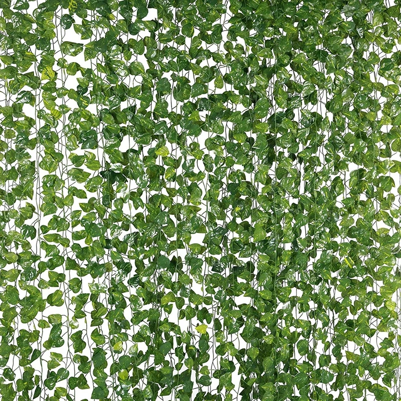 Green Artificial Plants Flowers Vines Home Room Decor Silk Hanging Fake Leaf Garland Leaves For Garden Wedding Party Decoration