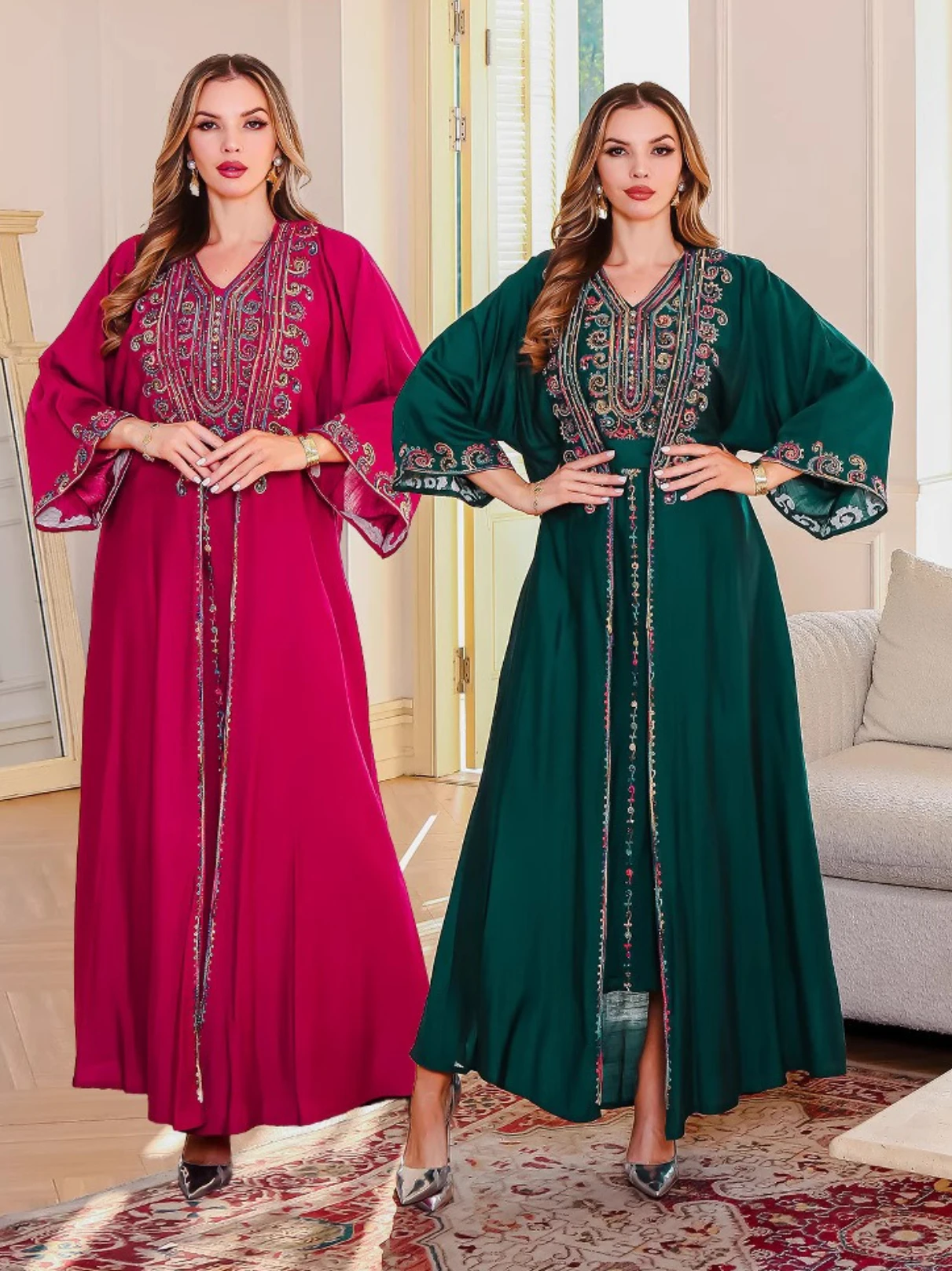 

Ид женское платье Абая комплект из 2 предметов мусульманский Рамадан Джалабия вечерние платья с вышивкой Дубай длинный халат марокко кафтан наборы 2025