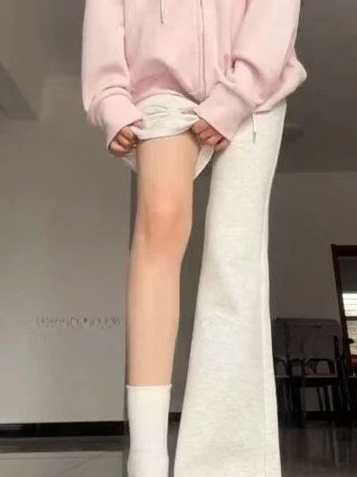 ay الأزهار طباعة عالية الخصر بنطال ذو قصة أرجل واسعة المرأة عارضة الرياضة السراويل الطويلة Faionable الكورية Sle مستقيم قطع السراويل