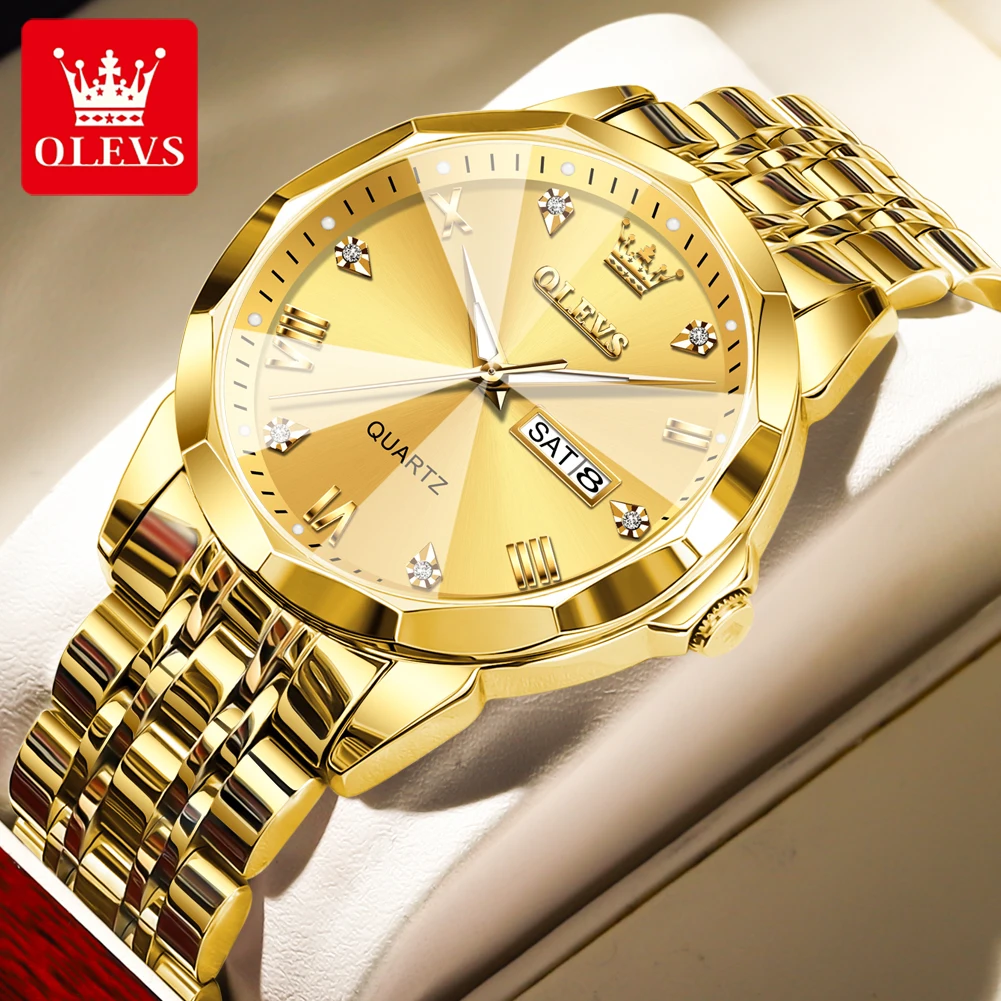 

OLEVS New Fashion Gold Watches Men's Stainless Steel Top Brand Luxury Waterproof Men Quartz Wristwatches Relogio Masculino