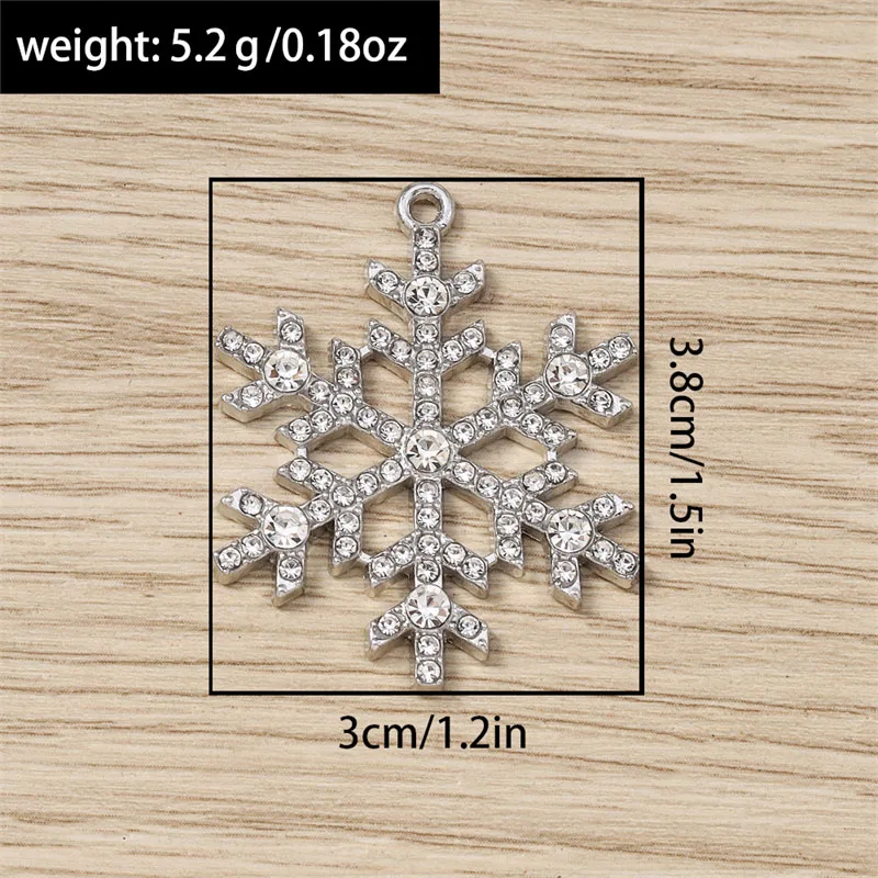 5 Stück 30x38mm Elegante Große Kristall-Weihnachtsschneeflocken-Anhänger für Schmuckherstellung, Ohrringe, Halsketten, DIY-Bastelbedarf – Detail 1